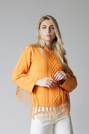 Maglia Giorcollo c/Frange e Trecce White Wise WW18101